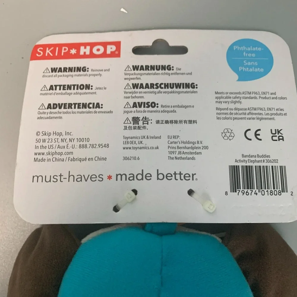 Skip Hop Bandana Buddies Activity Elephant Baby Toy 306202 Multi-Sensory Teether